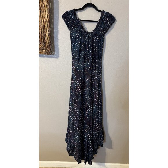 Tiara Hawaii Dress S M L Green Blue Tan Smocked Ruffle Flowy Washable NEW - Picture 11 of 13